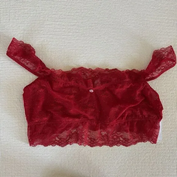 NWT Out From Under Red Lace Floral Bra Top / Bralette Off The Shoulder  Size XL - Picture 8 of 16